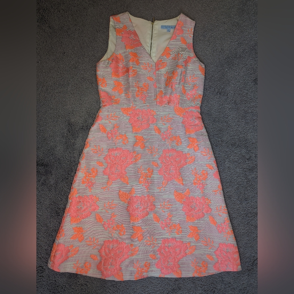 ANTONIO MELANI Pink and Cream Floral Midi Dress